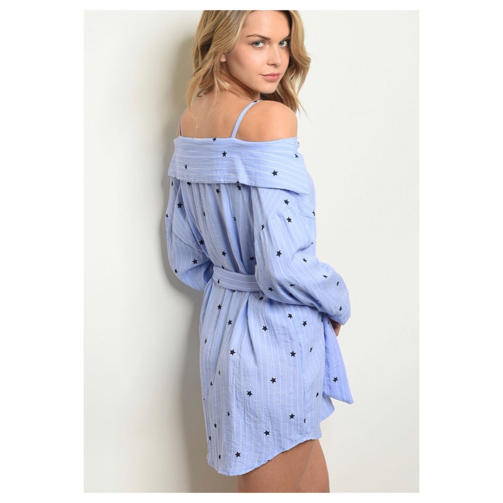 BLUE MINI DRESS WITH STAR PRINT - Picture 5 of 6